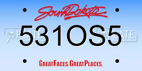 531OS5 South Dakota License Plate