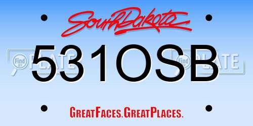 531OSB South Dakota License Plate