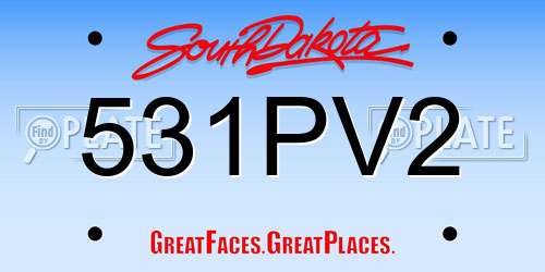 531PV2 South Dakota License Plate