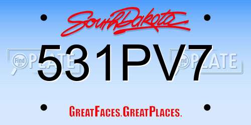 531PV7 South Dakota License Plate