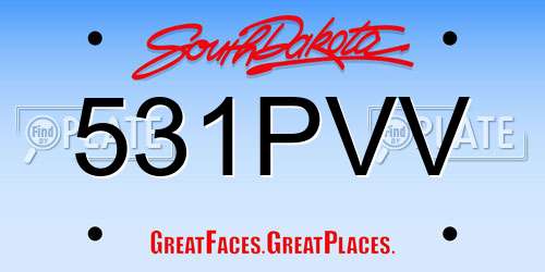 531PVV South Dakota License Plate