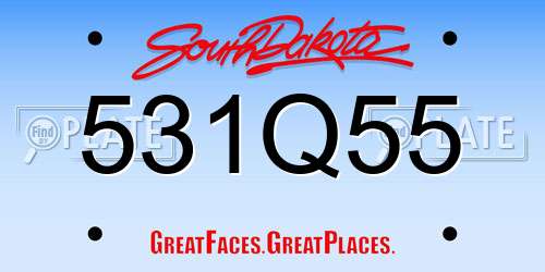 531Q55 South Dakota License Plate