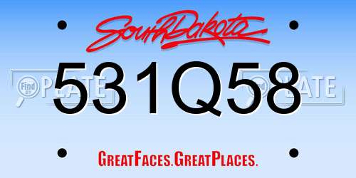 531Q58 South Dakota License Plate