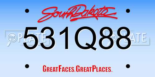 531Q88 South Dakota License Plate