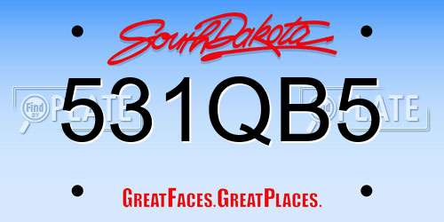 531QB5 South Dakota License Plate