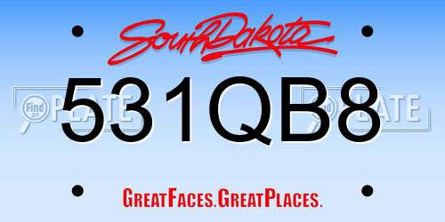 531QB8 South Dakota License Plate