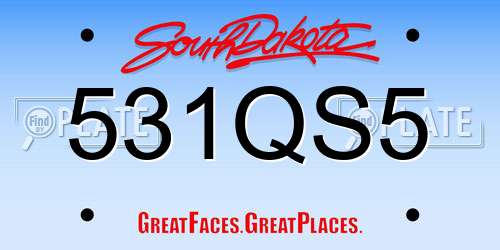 531QS5 South Dakota License Plate