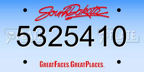 5325410 South Dakota License Plate