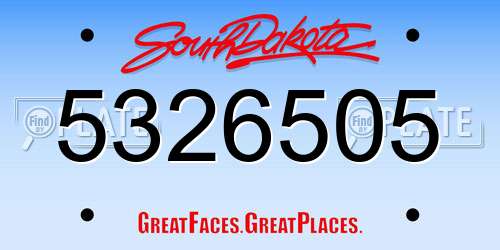 5326505 South Dakota License Plate