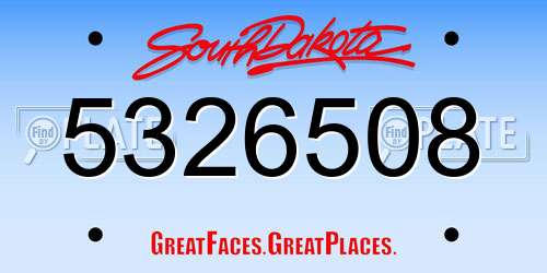 5326508 South Dakota License Plate