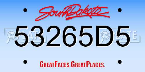 53265D5 South Dakota License Plate