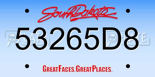 53265D8 South Dakota License Plate