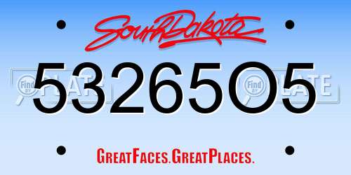 53265O5 South Dakota License Plate