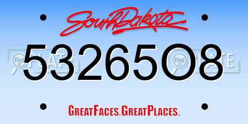 53265O8 South Dakota License Plate