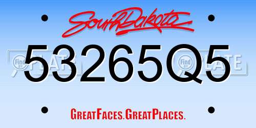 53265Q5 South Dakota License Plate
