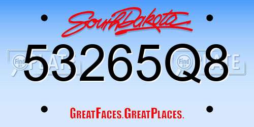 53265Q8 South Dakota License Plate