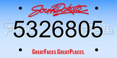 5326805 South Dakota License Plate