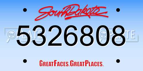 5326808 South Dakota License Plate