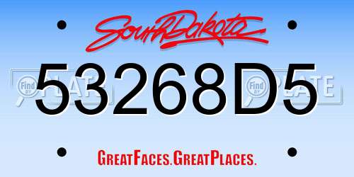 53268D5 South Dakota License Plate
