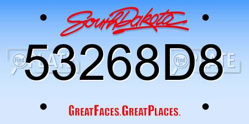 53268D8 South Dakota License Plate