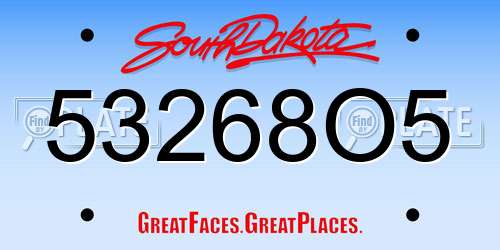 53268O5 South Dakota License Plate