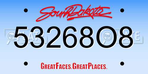 53268O8 South Dakota License Plate