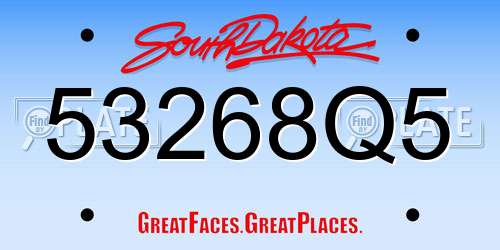 53268Q5 South Dakota License Plate