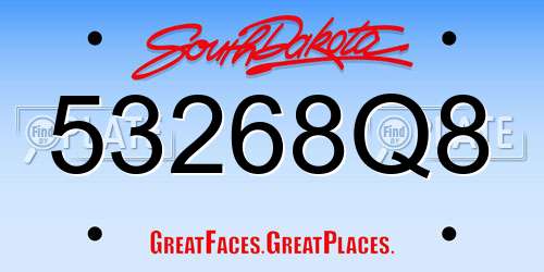 53268Q8 South Dakota License Plate
