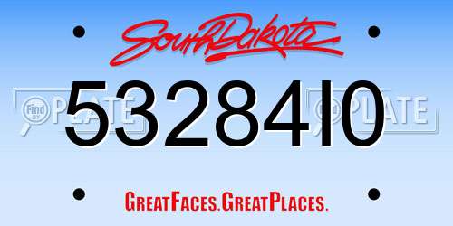 53284I0 South Dakota License Plate