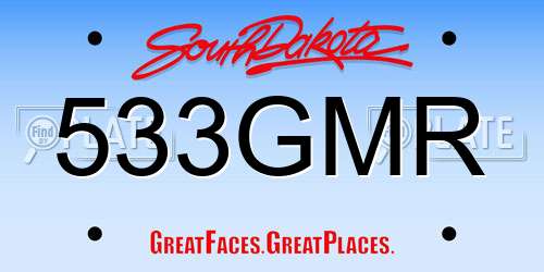 533GMR South Dakota License Plate