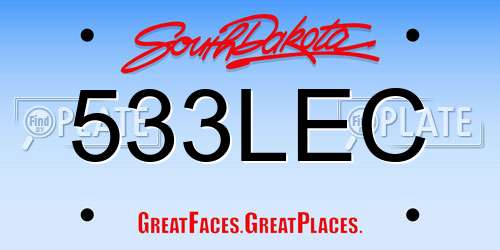 533LEC South Dakota License Plate
