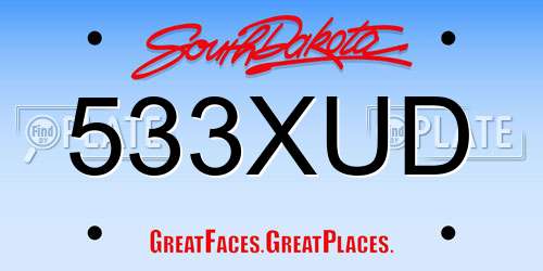 533XUD South Dakota License Plate