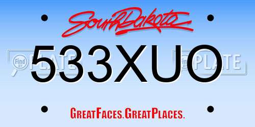 533XUO South Dakota License Plate