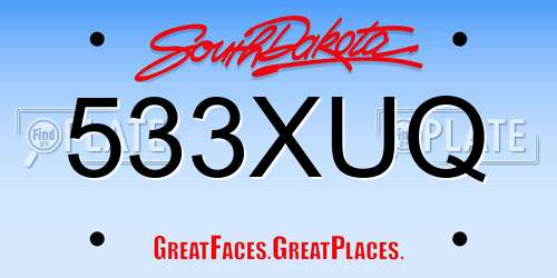 533XUQ South Dakota License Plate