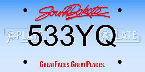 533YQ South Dakota License Plate