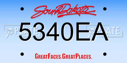 5340EA South Dakota License Plate