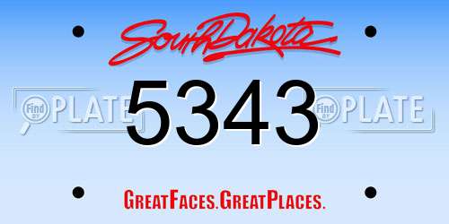 5343 South Dakota License Plate