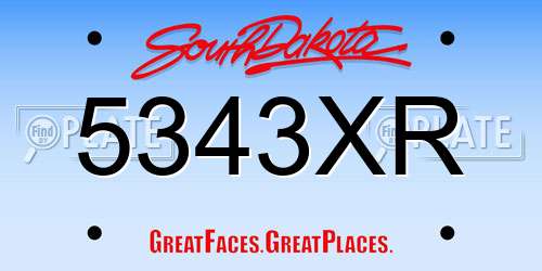 5343XR South Dakota License Plate