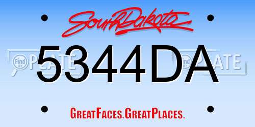 5344DA South Dakota License Plate