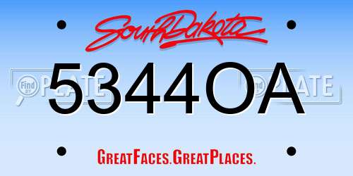 5344OA South Dakota License Plate