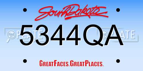 5344QA South Dakota License Plate