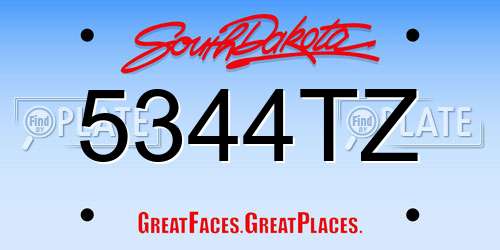 5344TZ South Dakota License Plate