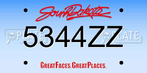 5344ZZ South Dakota License Plate