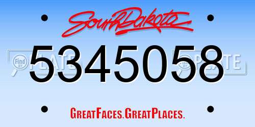 5345058 South Dakota License Plate