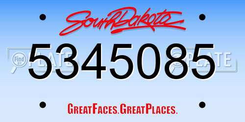 5345085 South Dakota License Plate