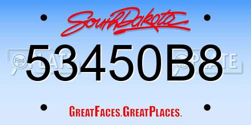 53450B8 South Dakota License Plate