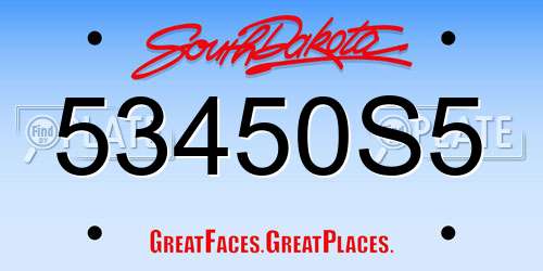 53450S5 South Dakota License Plate