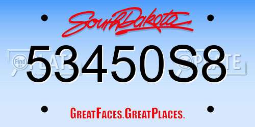 53450S8 South Dakota License Plate