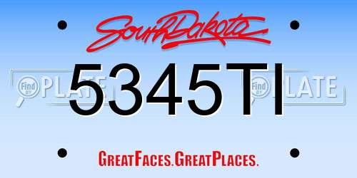 5345TI South Dakota License Plate