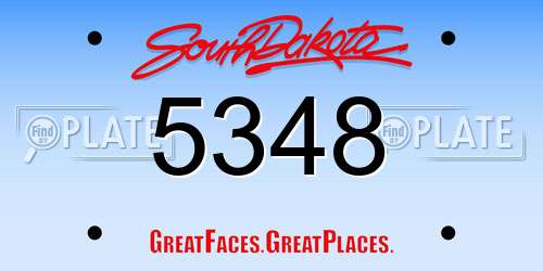 5348 South Dakota License Plate